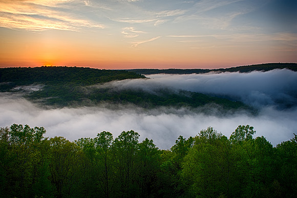Kennerdell Lookout Sunset and Fog 2016_05_22