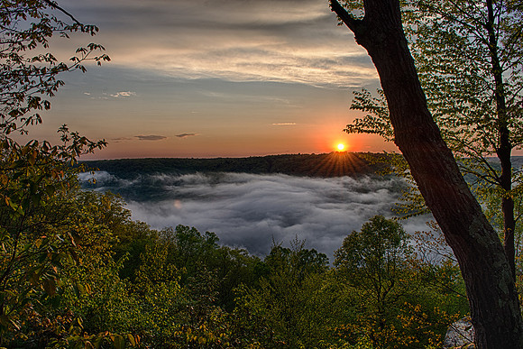 Kennerdell Lookout Sunset and Fog 2016_05_22